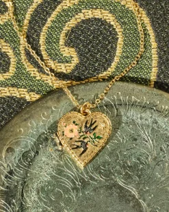 Lockets|Necklaces-Fable England Swallow Heart Locket Chain Necklace