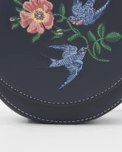 Cross Body Bags|Embroidered Bags-Fable England Swooping Swallows Saddle Purse