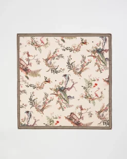 Square Scarves|Lightweight Scarves-Fable England Toile de Jouy Olive Green Square Scarf