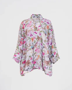 Kimonos-Fable England Tree of Life Blue Short Kimono