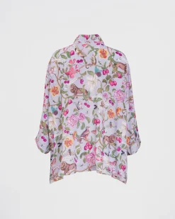 Kimonos-Fable England Tree of Life Blue Short Kimono