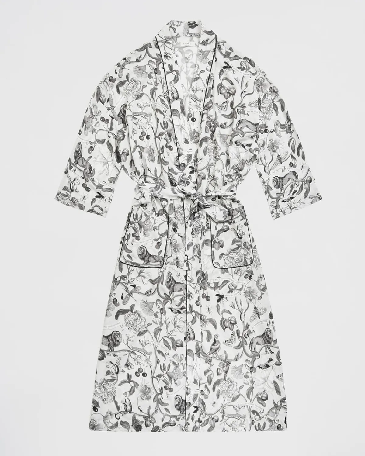 Kimonos-Fable England Tree of Life Monochrome Long Kimono