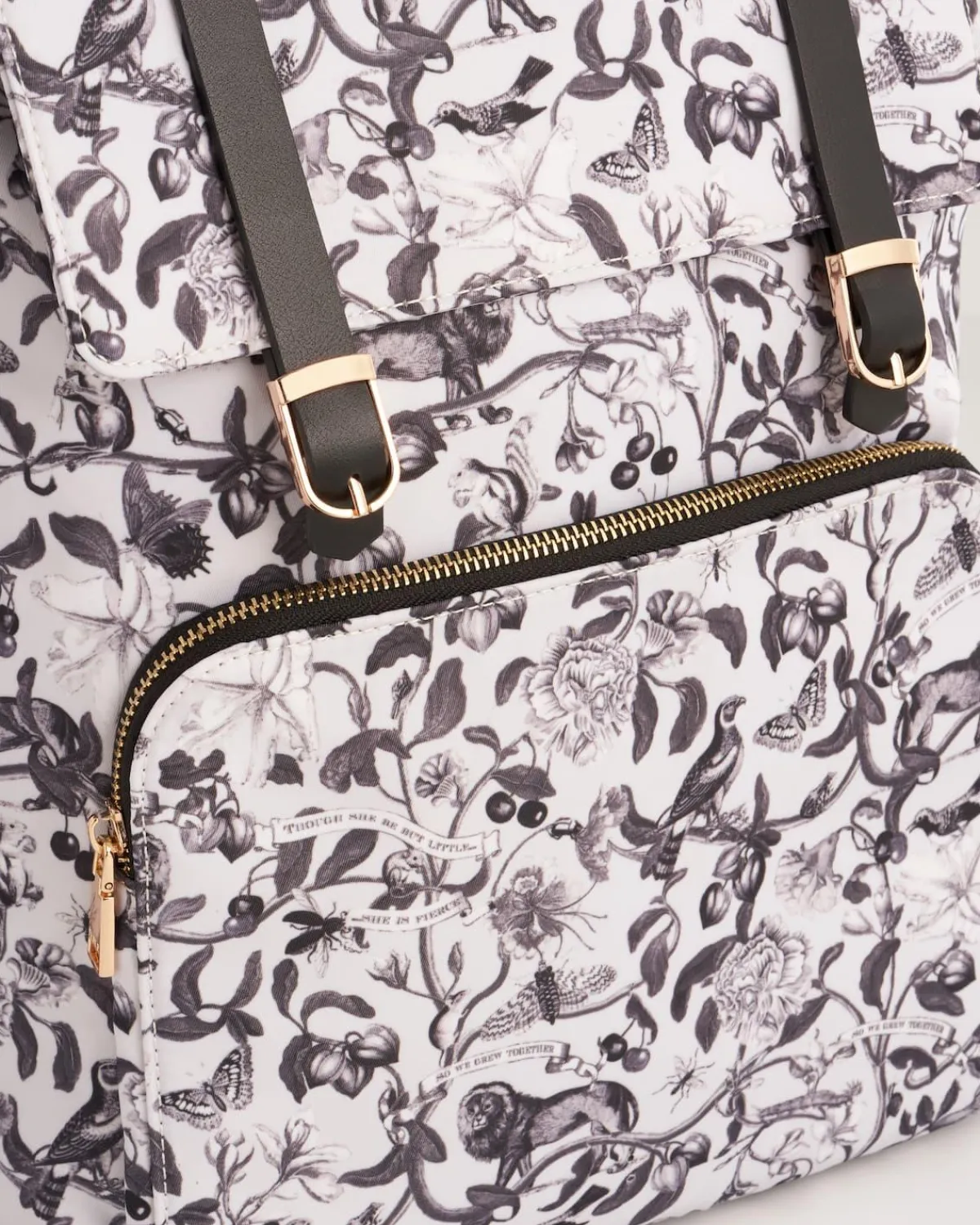 Backpacks-Fable England Tree Of Life Monochrome Medium Backpack
