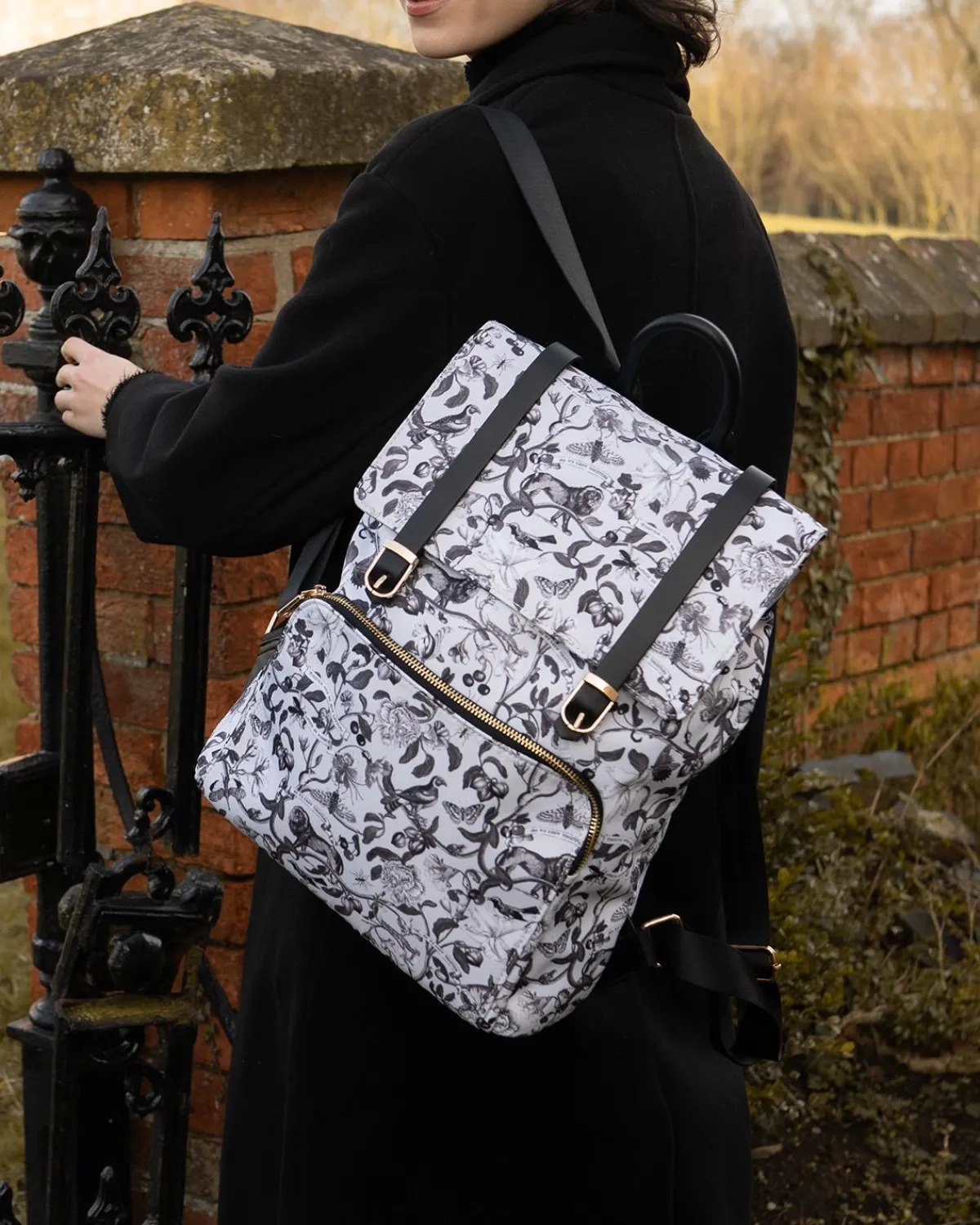 Backpacks-Fable England Tree Of Life Monochrome Medium Backpack