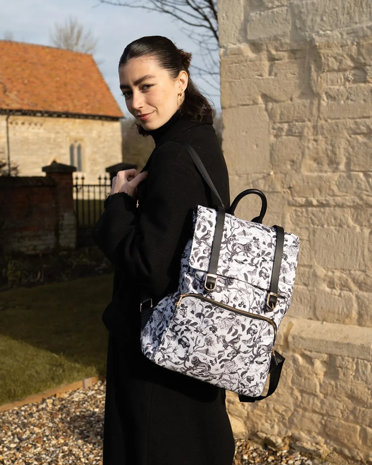 Backpacks-Fable England Tree Of Life Monochrome Medium Backpack