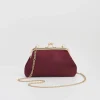 Clutch & Evening Bags|Cross Body Bags-Fable England Victoriana Burgundy Embroidered Satin Clutch