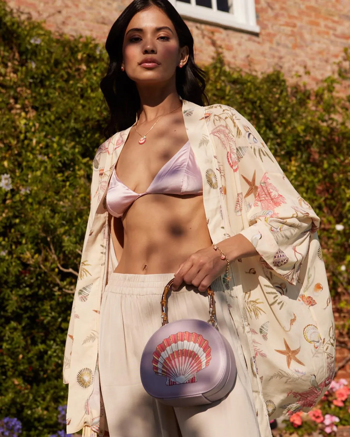 Kimonos-Fable England Whispering Sands Lotus Pink Short Kimono