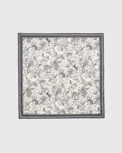Square Scarves-Fable England Wolf Garden Black Square Scarf