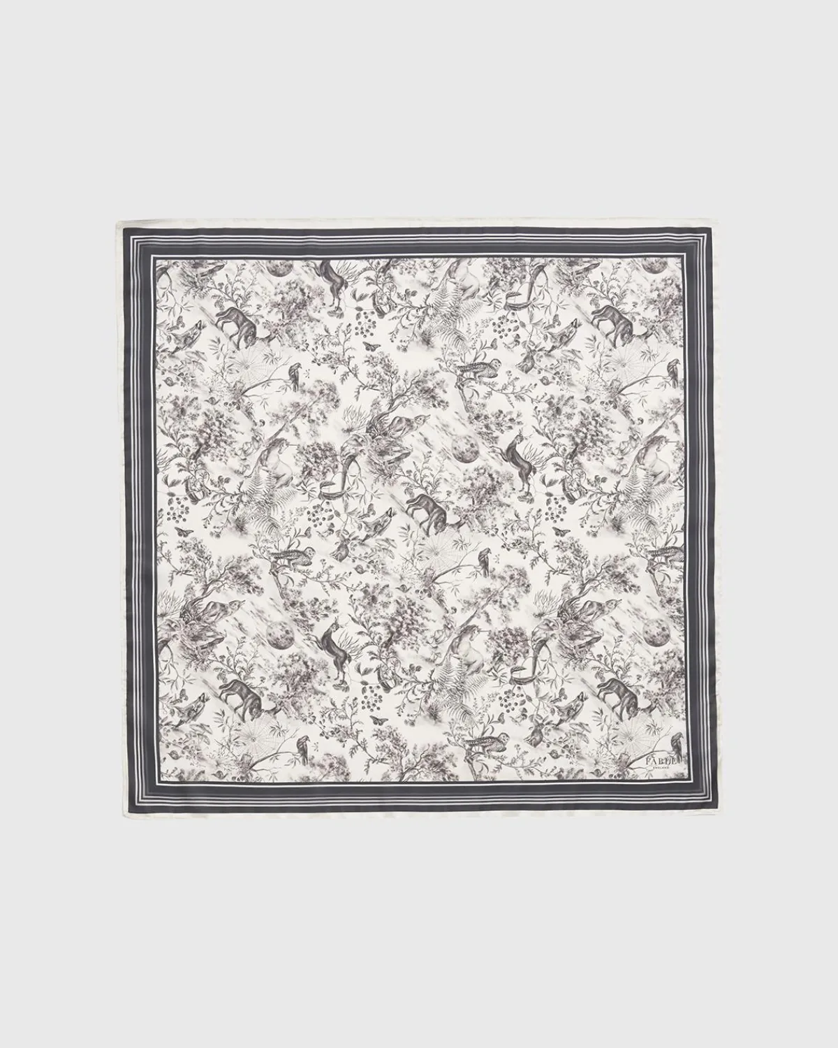 Square Scarves-Fable England Wolf Garden Black Square Scarf