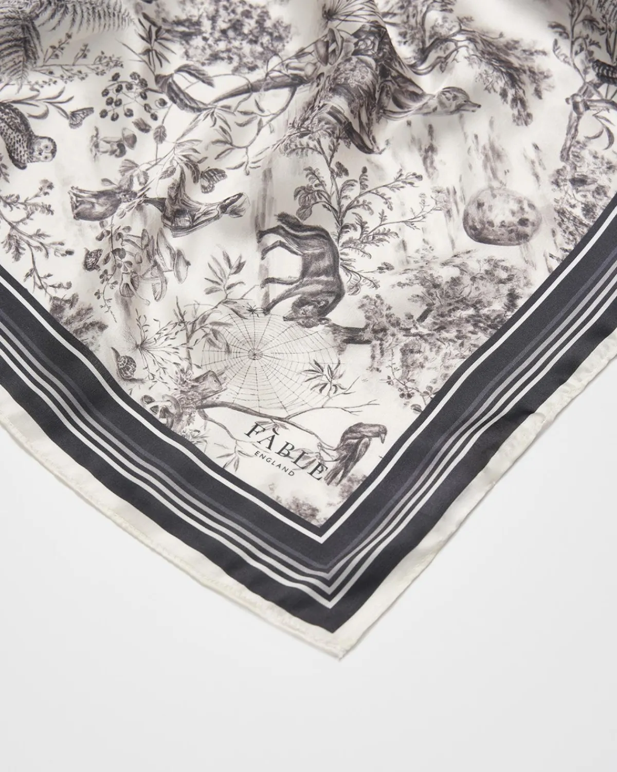 Square Scarves-Fable England Wolf Garden Black Square Scarf