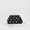 Clutch & Evening Bags|Cross Body Bags-Fable England Wolf Garden Ditsy Embroidered Black Velvet Clutch