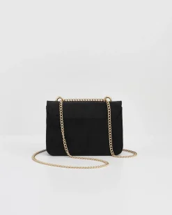 Clutch & Evening Bags|Cross Body Bags-Fable England Wolf Garden Ditsy Embroidered Black Velvet Purse