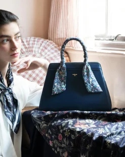Cross Body Bags|Tote Bags-Fable England Wolf Garden Large Navy Tote