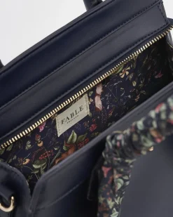 Cross Body Bags|Tote Bags-Fable England Wolf Garden Large Navy Tote