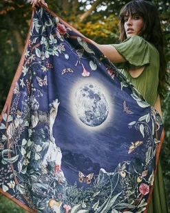 Square Scarves-Fable England Wolf Garden Narrative Square Scarf