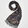 Winter Scarves-Fable England Wolf Garden Navy Scarf with Tassels