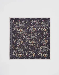 Square Scarves-Fable England Wolf Garden Navy Square Scarf