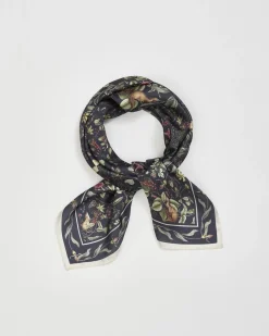 Square Scarves-Fable England Wolf Garden Navy Square Scarf