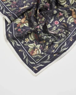 Square Scarves-Fable England Wolf Garden Navy Square Scarf