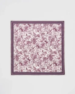 Square Scarves-Fable England Wolf Garden Toile Burgundy Square Scarf