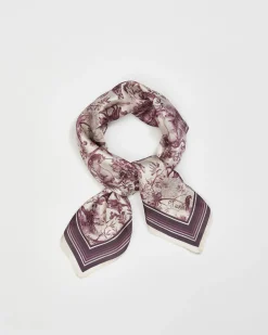 Square Scarves-Fable England Wolf Garden Toile Burgundy Square Scarf