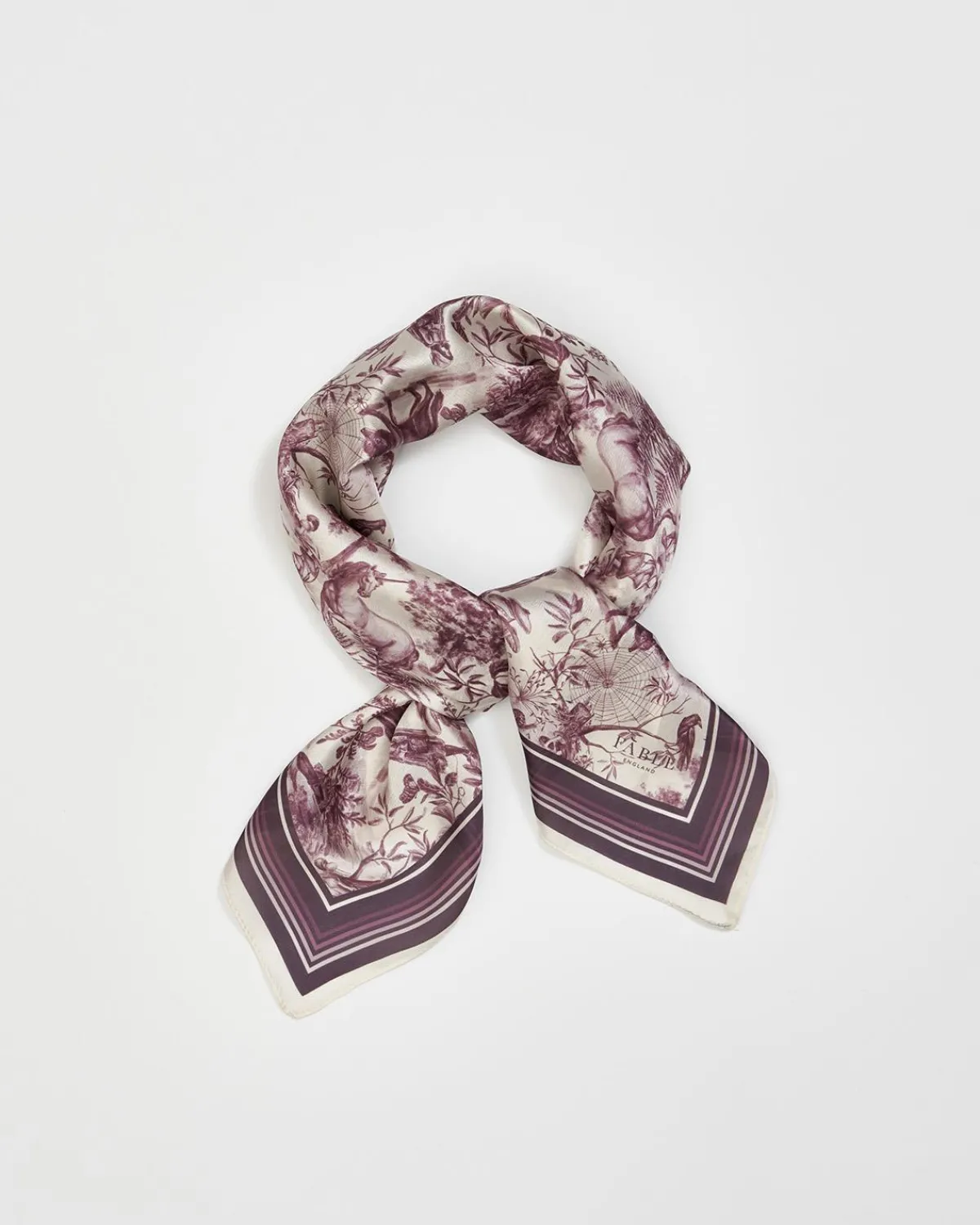 Square Scarves-Fable England Wolf Garden Toile Burgundy Square Scarf