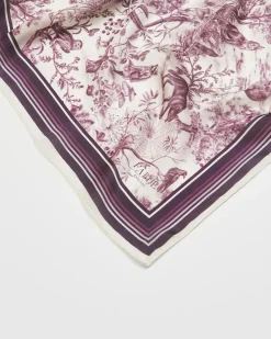 Square Scarves-Fable England Wolf Garden Toile Burgundy Square Scarf