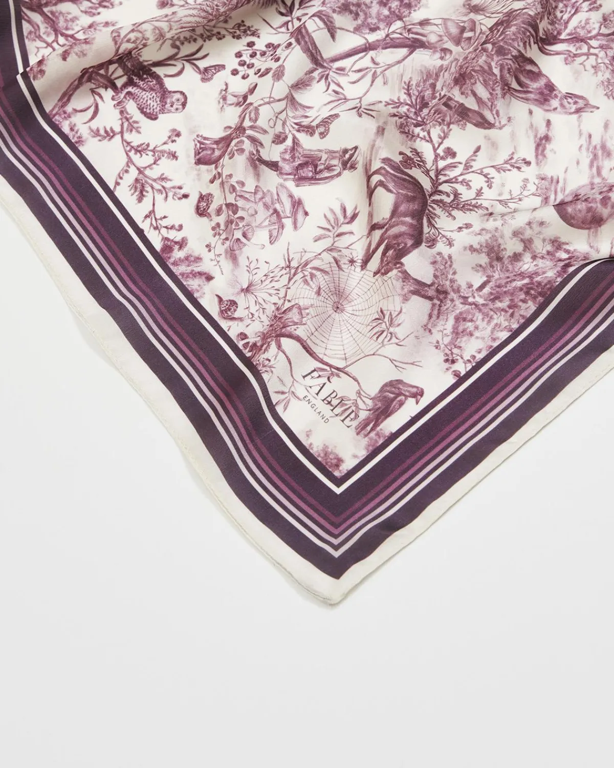 Square Scarves-Fable England Wolf Garden Toile Burgundy Square Scarf