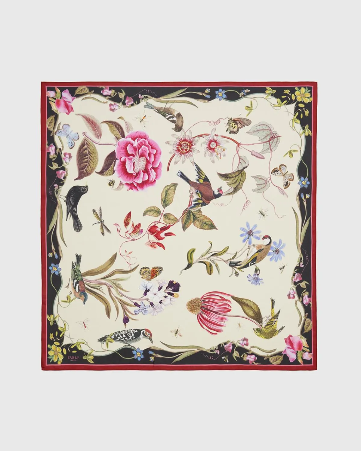 Square Scarves|Luxury Scarves-Fable England Wonderland Scene Ivory Square Scarf