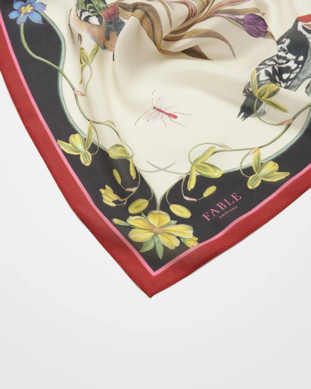 Square Scarves|Luxury Scarves-Fable England Wonderland Scene Ivory Square Scarf