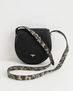 Cross Body Bags-Fable England Woodland Toile Saddle Bag - Black