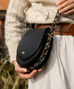 Cross Body Bags-Fable England Woodland Toile Saddle Bag - Black